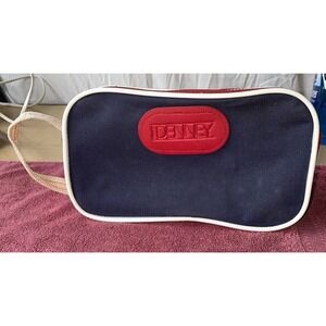 Vintage 1970s Frances Denney YKK Zipper Red White Blue Canvas Cosmetic Bag Rare!